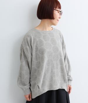 ころんとドットの長袖Tシャツ（杢グレー・L）