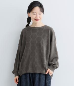 ころんとドットの長袖Tシャツ（スミクロ・L）