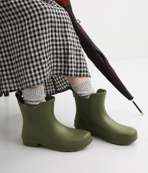 軽量　レインブーツ(カーキ-L)