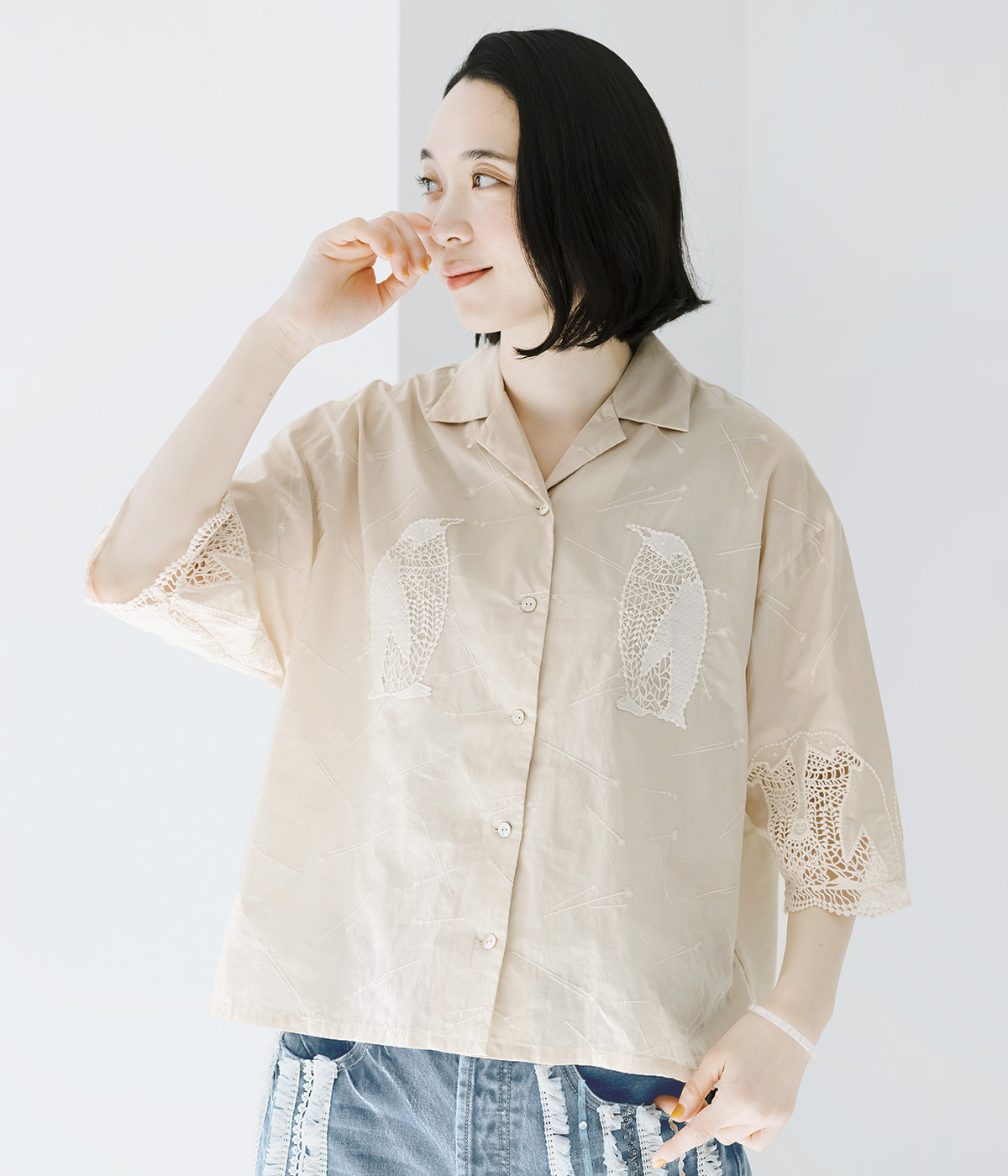 レースペンギンシャツ｜marble SUD（マーブルシュッド）の商品詳細