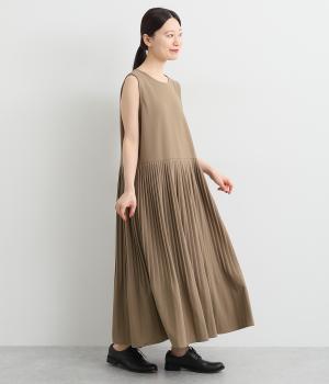ツイルジョーゼット消しプリーツノースリーブワンピース