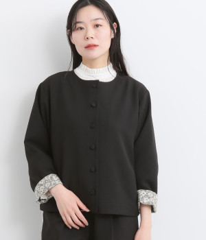 リネン見えポリ前後2wayジャケット(ブラック-ONESIZE)