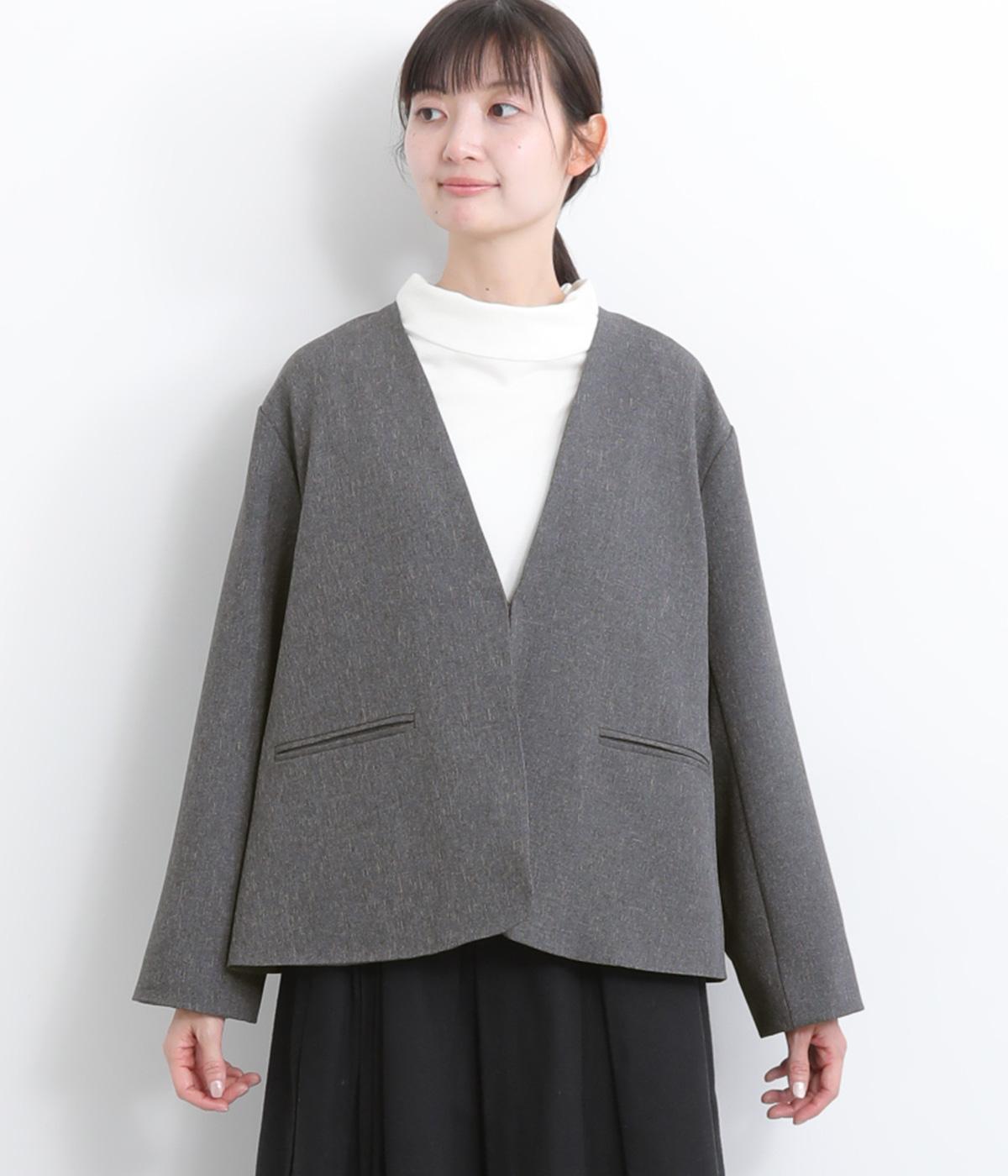 LIBERTY裏地ノーカラージャケット(チャコール-F)