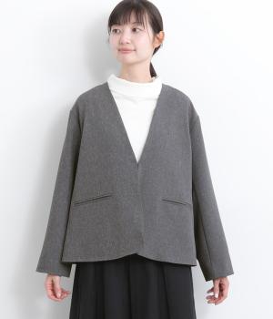 LIBERTY裏地ノーカラージャケット(チャコール-F)