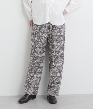 LIBERTYPRINTタックギャザーパンツ(パープル-ONESIZE)