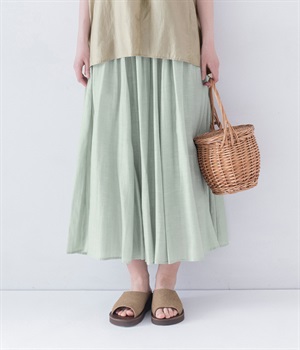 裾切替タックスカート(ライトグリーン-ONESIZE)