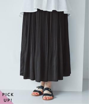 アンティークサテン消しプリーツスカート(ブラック-ONESIZE)