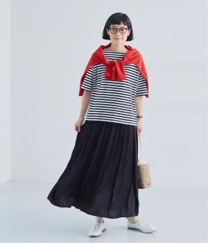 アンティークサテン消しプリーツスカート(ネイビー-ONESIZE)