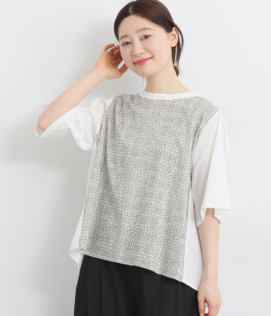 コットンリネン前身LIBERTY後ろタックブラウス(オフホワイト×SleepingRose-ONESIZE)