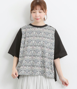 コットンリネン前身LIBERTY後ろタックブラウス(ブラック×StrawberryTief-ONESIZE)