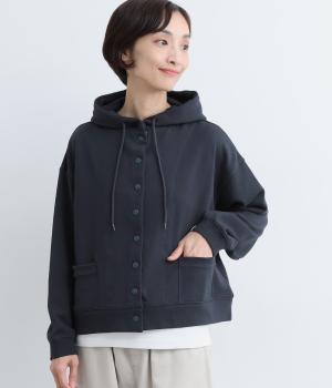 裏毛見返しLIBERTYフードジャケット(ネイビー×SleepingRose-F)