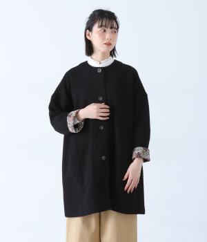 コットンキルトノーカラーコート(ブラック×Rossellie-F)