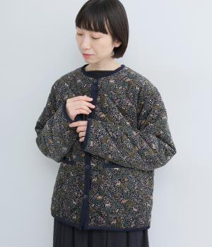 LIBERTYコーデュロイキルティングノーカラージャケット(ネイビー/AnimalForest-F)