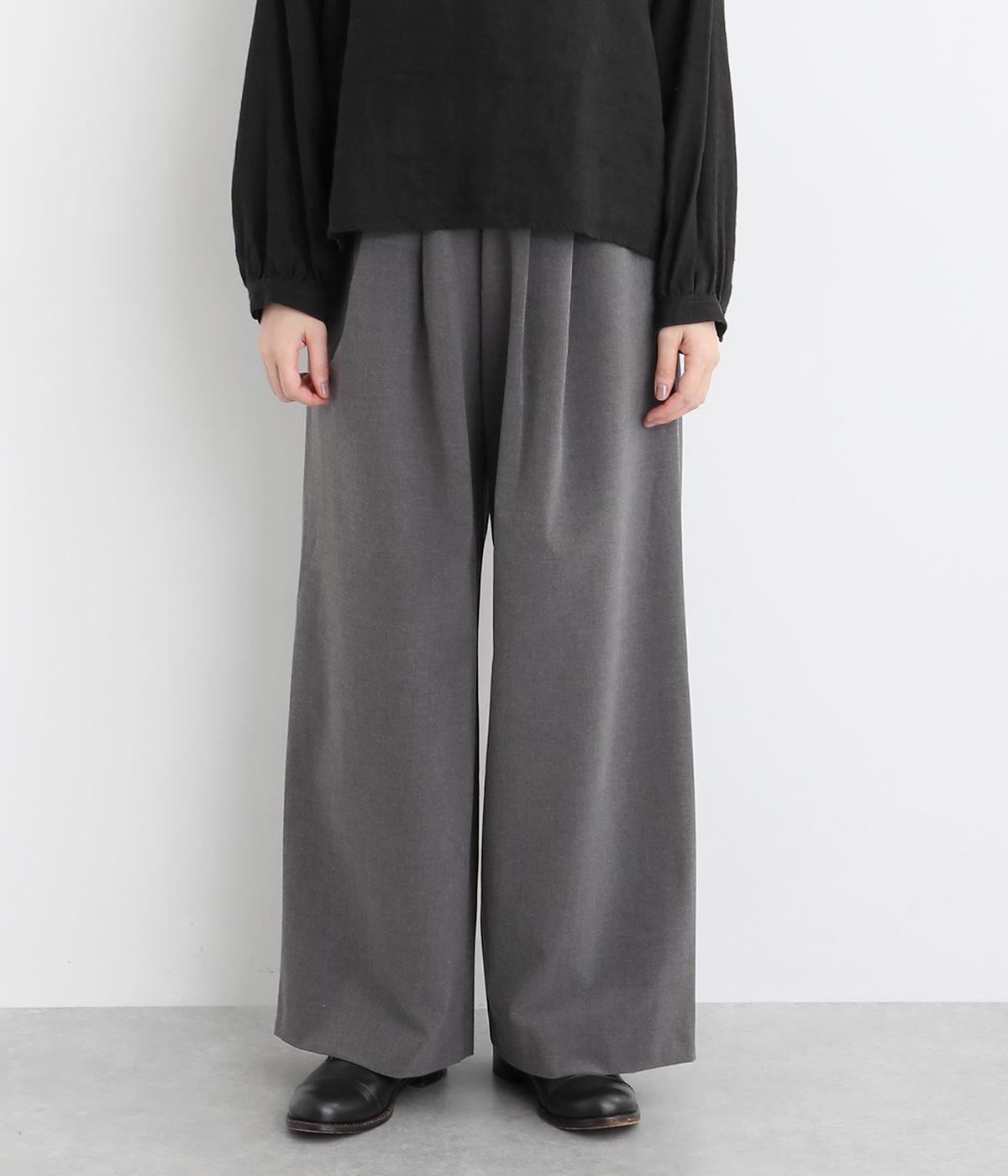 無地&千鳥タックワイドイージーパンツ(グレー×Malory-F)