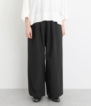 無地&千鳥タックワイドイージーパンツ(ブラック×Malory-F)