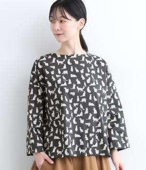 LIBERTYタナローンTブラウス(Meow×ブラック-ONESIZE)
