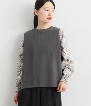 カノコポンチリバティ袖プルオーバー(チャコール×Blackburn-F)