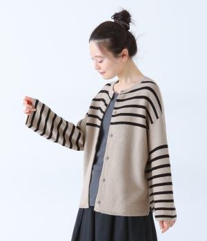 ガーター編みパネルボーダー2wayカーディガン