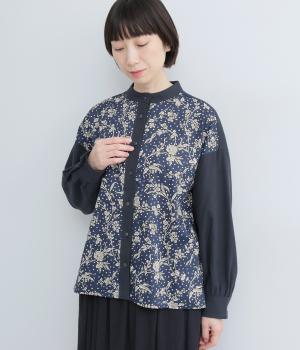 ビエラ×LIBERTY前身頃切替スタンドブラウス