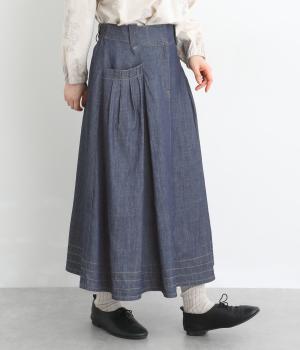 5．5ozデニムタックスカート(ネイビー-F)