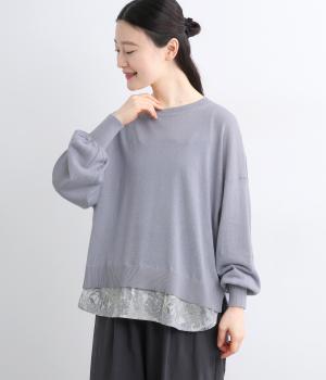 コットンリネン裾リバティバルーン袖プルオーバー