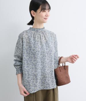 リバティ100　2ボイル2wayスタンドタックフリルブラウス