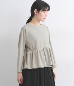 sorona混コットン接触冷感　前裾重ね9分袖Tシャツ