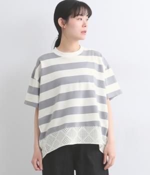 ボーダーレース切替ラウンドプルオーバー