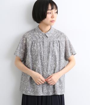 LIBERTYタナローン　サドルスリーブ比翼ギャザーブラウス(MorningsidePark×グレー系-F)