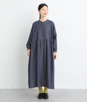 5．5ozデニムビブヨークギャザーワンピース