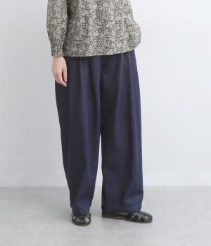 コットンデニムタックワイドパンツ(ネイビー×デニム-F)