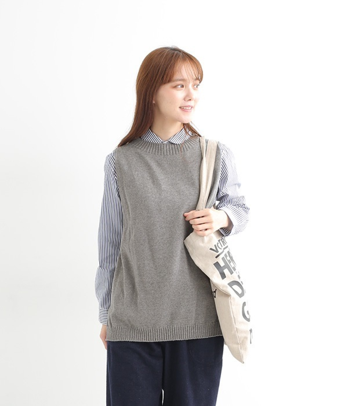 【OTA KNIT】コットンカシミヤ ベスト(トップグレー-ONESIZE)