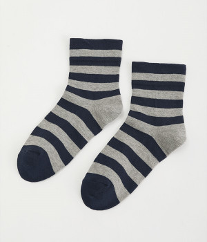 to touchオーガニックボーダーソックス(ネイビー×グレー-ONESIZE)