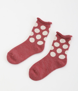 オーガニックdotパイル靴下(ダークレッド-ONESIZE)