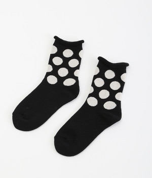 オーガニックdotパイル靴下(ブラック-ONESIZE)