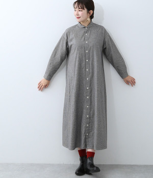 チェックギンガムフレアーワンピース(チドリ-ONESIZE)