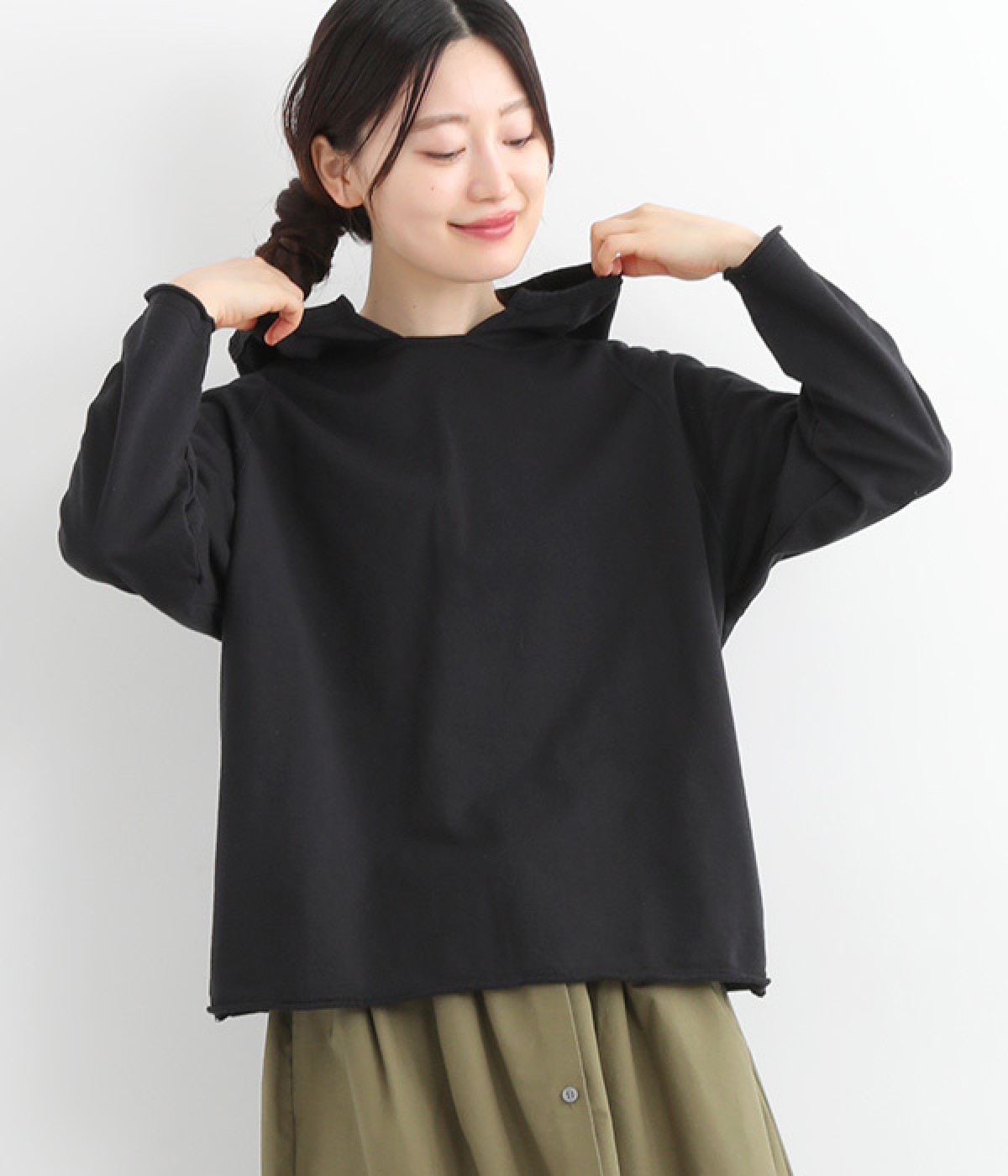 ハイゲージ裏毛　パーカー(ブラック-ONESIZE)