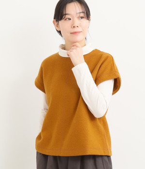 強縮ウールフレンチベスト(キャメル-ONESIZE)