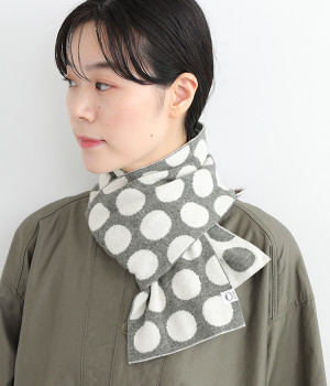 【OTA KNIT】ちくちくしないファインウール dot マフラー(グレー×オートミール-ONESIZE)