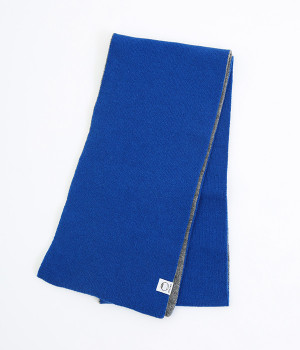 【OTA KNIT】ちくちくしないファインウール リバーシブルマフラー(ブルー×グレー-ONESIZE)