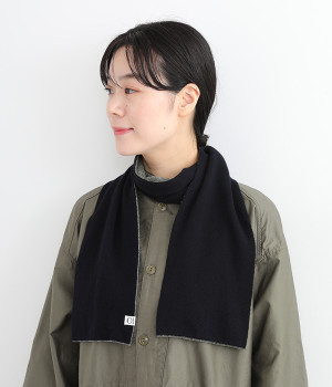 【OTA KNIT】ちくちくしないファインウール リバーシブルマフラー(ネイビー×グレー-ONESIZE)