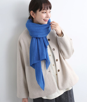 【OTA KNIT】ふわふわガーゼ　カシミヤショール(ターコイズ-ONESIZE)