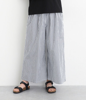 コットンタイプライターストライプタックパンツ(ネイビーストライプ-ONESIZE)