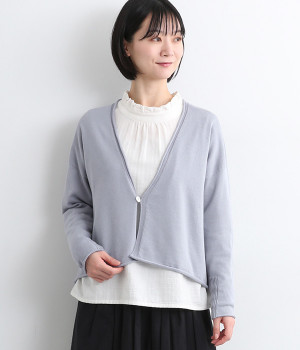 オーガニックフィールドコットンVネックカーディガン(スミレ-ONESIZE)