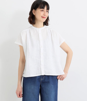 フレンチリネンブラウス(ホワイト-ONESIZE)