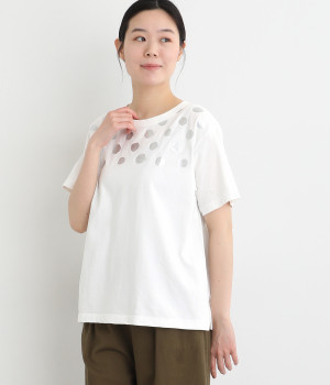 ドライコットン天竺シルバーdotＴシャツ(ホワイト×シルバー-ONESIZE)