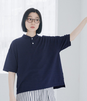 ギザコットンカノコ　丸襟ポロ(ネイビー-ONESIZE)