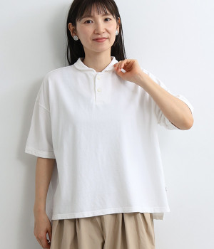 ギザコットンカノコ　丸襟ポロ(ホワイト-ONESIZE)
