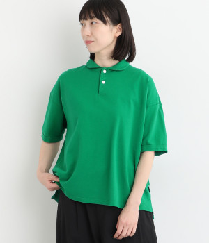 ギザコットンカノコ　丸襟ポロ(グリーン-ONESIZE)