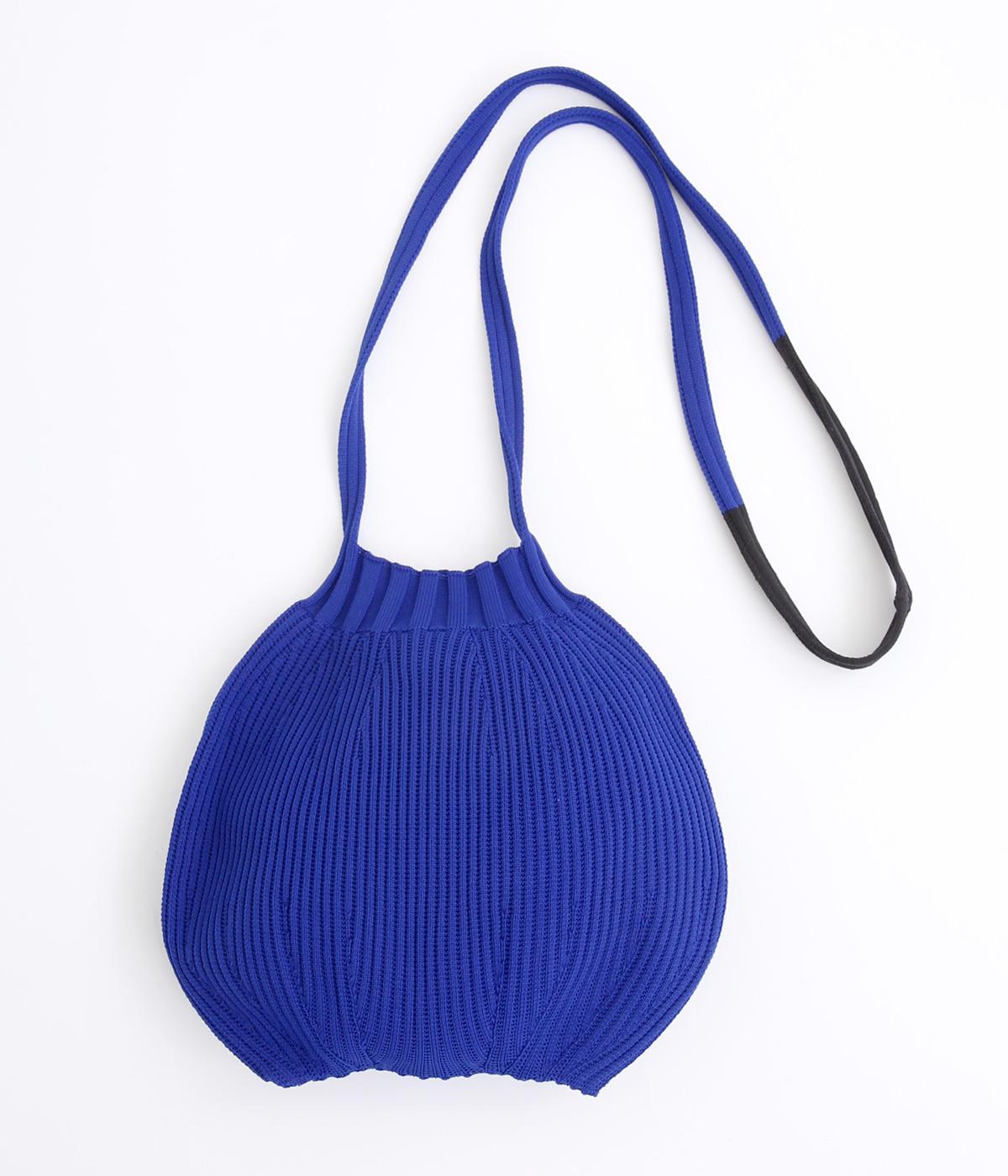 【OTA KNIT】汚れても洗えるサークルショルダーニットバッグ(ブルー×ブラック-F)